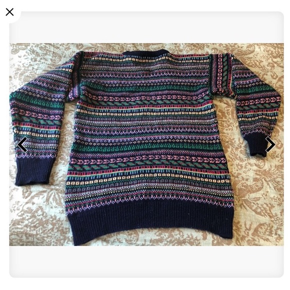 Vintage Laura Ashley Fair Isle Crew Neck Sweater S/M - Picture 7 of 8